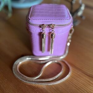 Pink Mini Zip Bag with Crossbody Chain, Perfect for Valentine’s Day